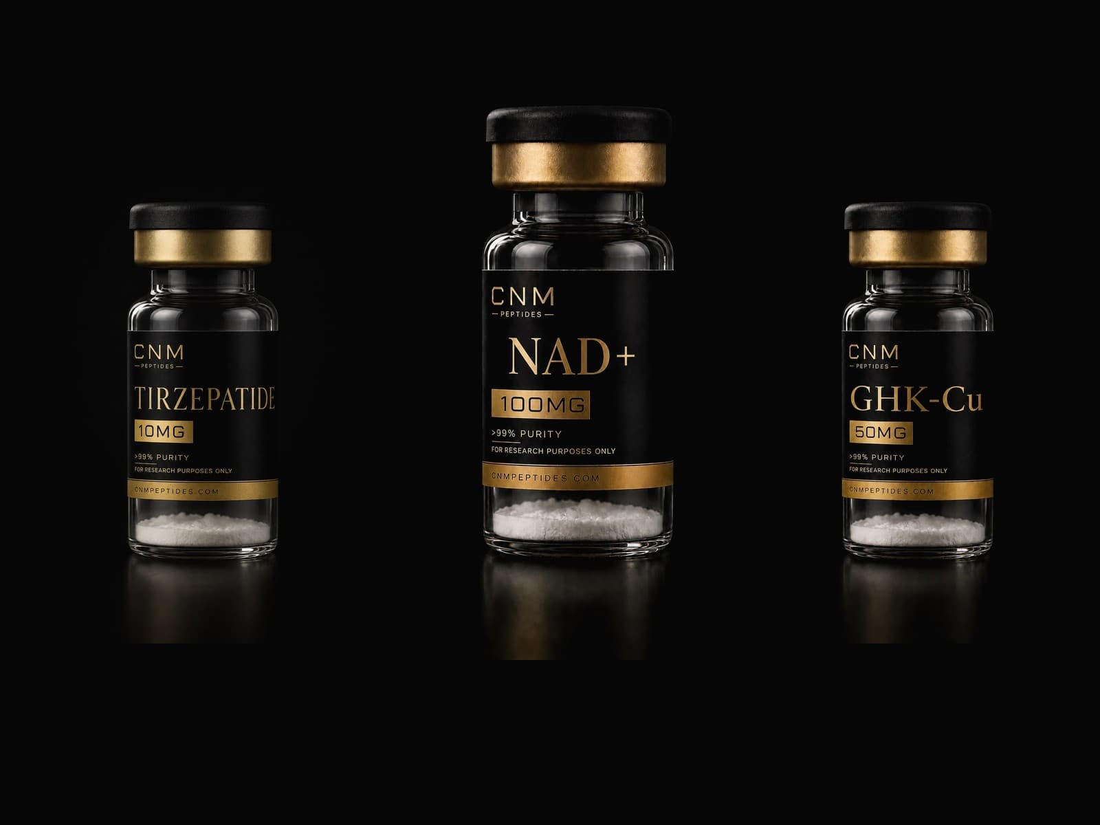 C.N.M Peptides vials — Tirzepatide, NAD+ and GHK-Cu